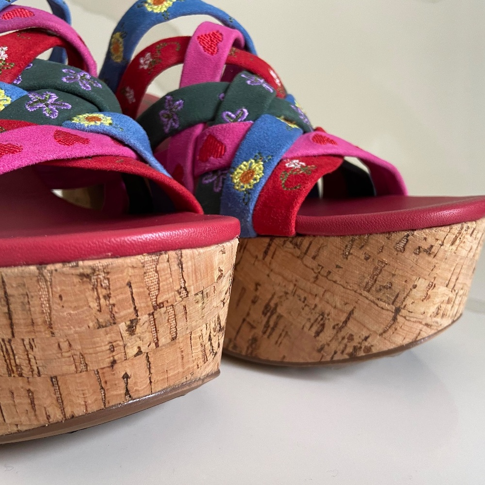 NWOT FREE PEOPLE GROOVY HIPPIE Y2K PLATFORM SLIP ON SANDALS RESORTWEAR VACATION - Picture 2 of 7